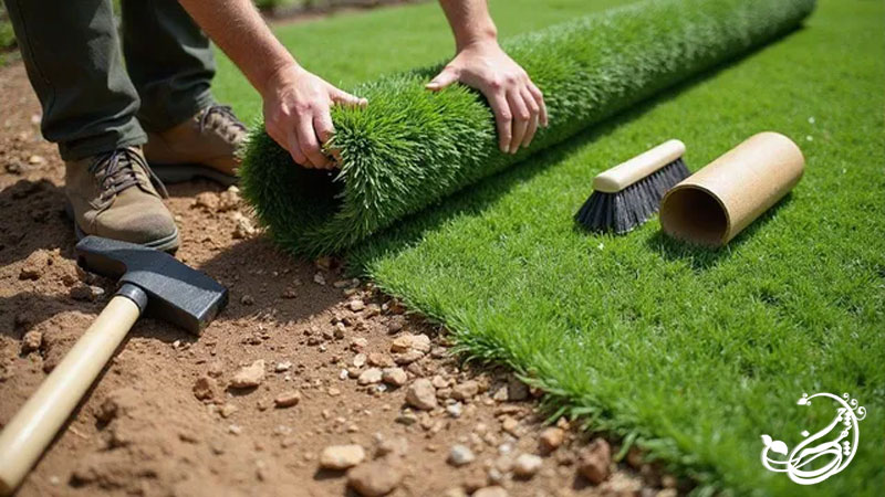 نصب چمن مصنوعی بر روی خاک