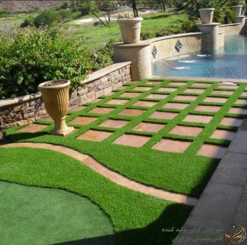 ترکیب سنگ و چمن مصنوعی