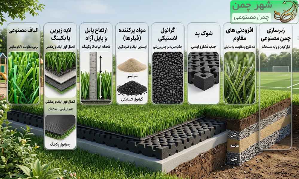 مواد تشیکل دهنده چمن مصنوعی